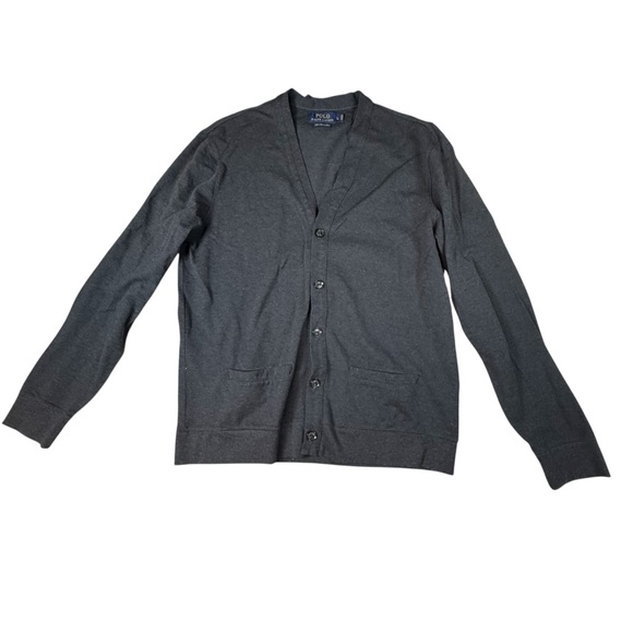 Vintage 90's Polo Ralph Lauren Gray Cardigan Sweater Button Men's Lg - Picture 1 of 4